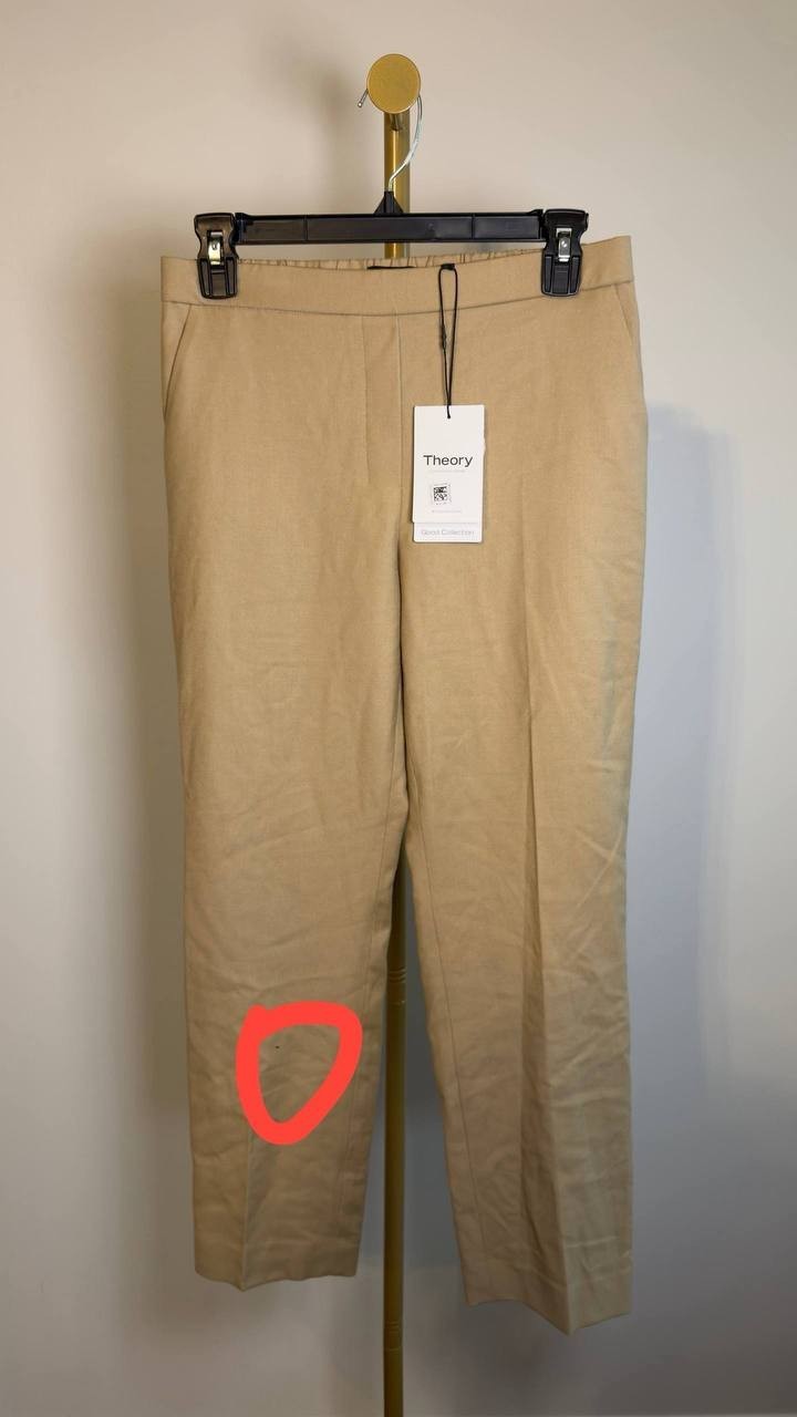 Theory Sleek Flannel Treeca Pull On Pant Camel 2 NWT Damaged $255 New w/ Defects