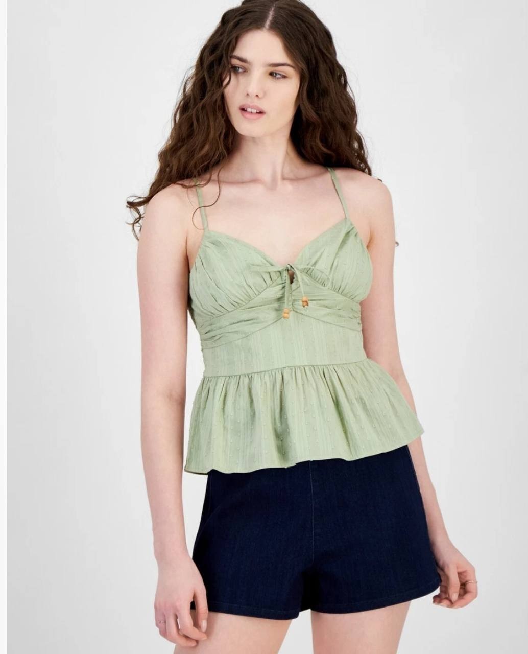 Planet Heart Peplum Tank Top Soft Green Reseda Textured Knit Juniors XL