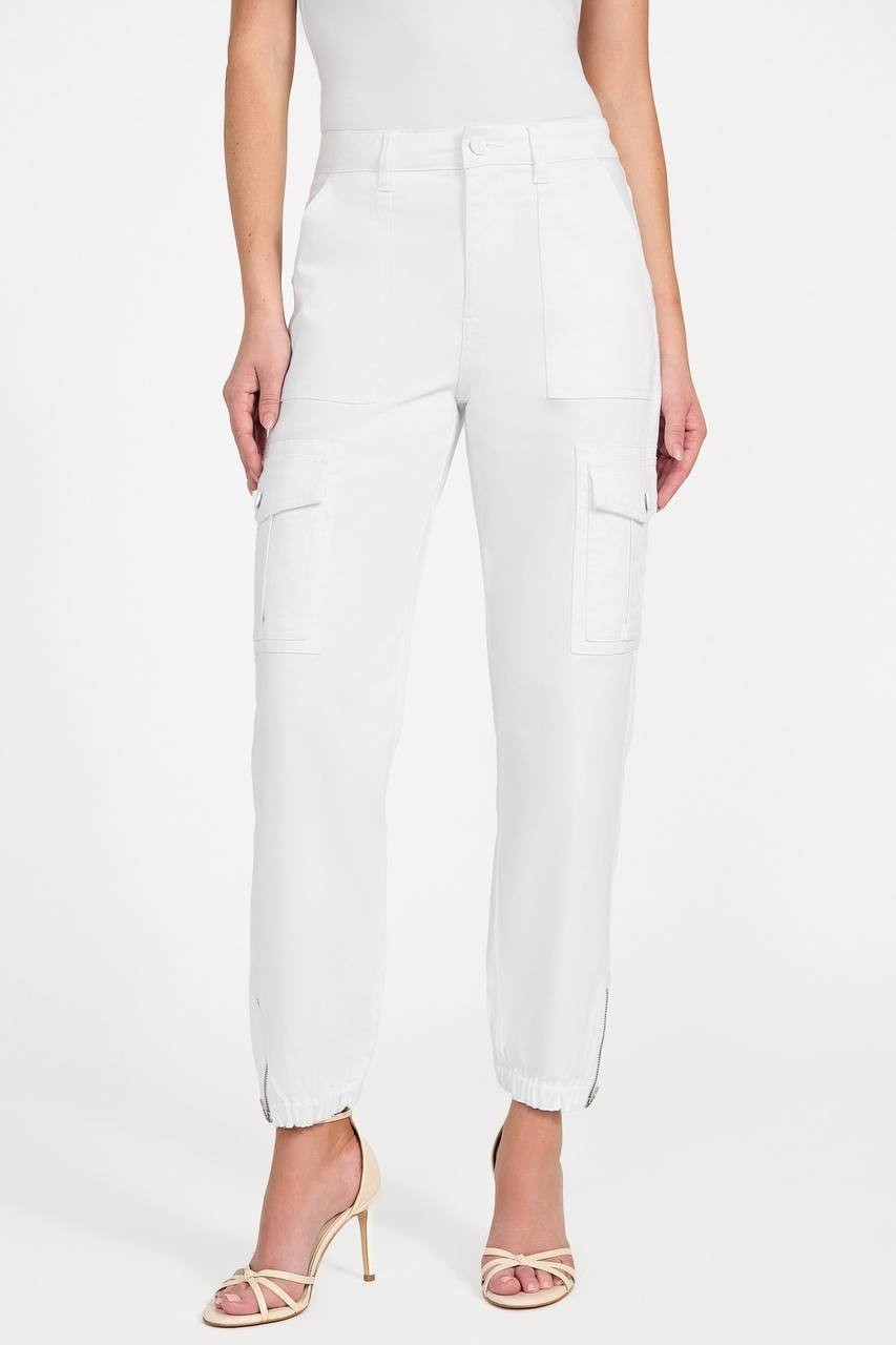 Guess Juno Cargo Joggers White 26x28 Super High Rise NWT $148