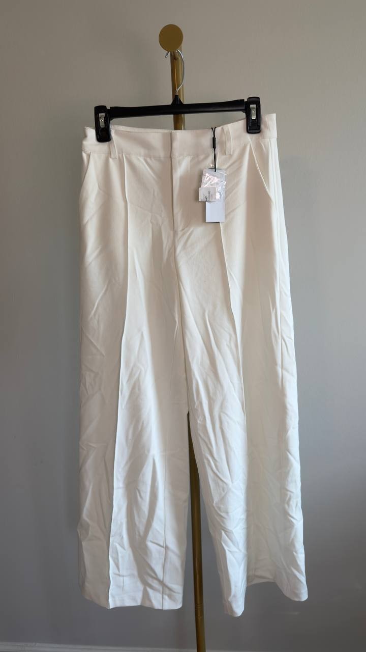 T Tahari High‑Rise Straight Wide‑Leg Pants 2 White Star NWT $88