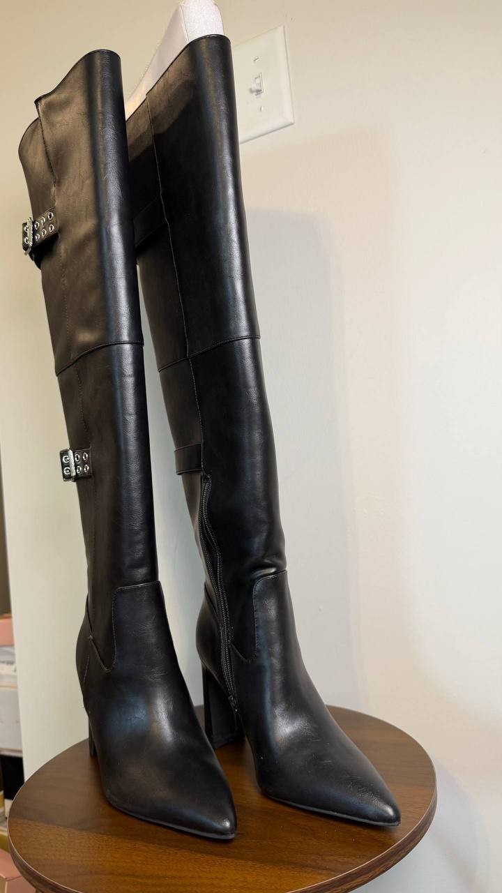 Wild Pair Knee High Boots 6.5M Black Beauty Man‑Made Block Heel NIB msrp$119