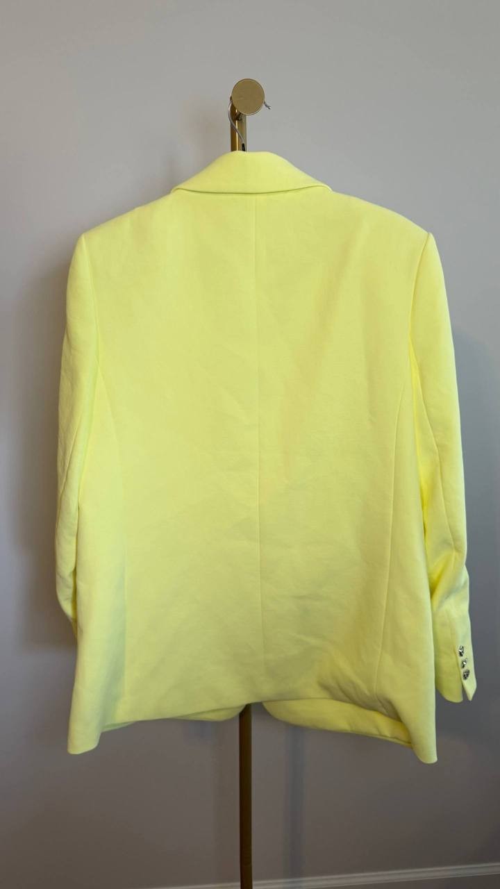 DKNY Women’s Notch Collar One Button Long Sleeve Jacket Yellow Size 14 NWOT $169