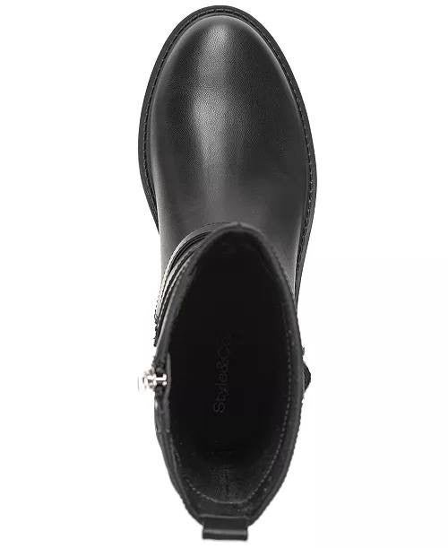 Style&Co Black Polyurethane Block Heel Booties 9.5M New in Box MSRP $89