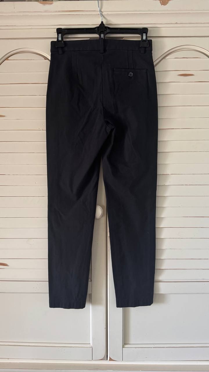 Theory High-Rise Tapered Cotton-Blend Pants – Black – Size 00 –MSRP 245$