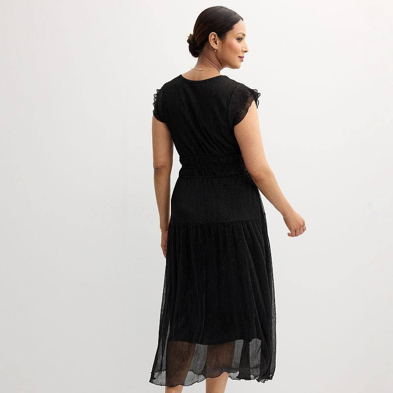 Sandra Darren Pleated Sheath Maxi Dress Black Size S NWT $99 – Elegant Chiffon