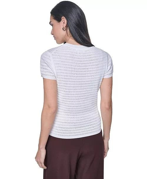 Calvin Klein Crewneck Short‑Sleeve Sweater Cream L NWT $89