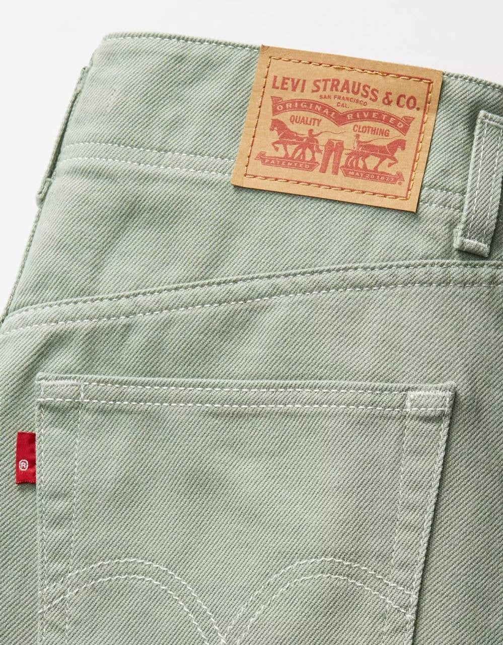 Levi's High-Rise Mom Shorts Green Double Button Size 26 Cotton Denim NWT