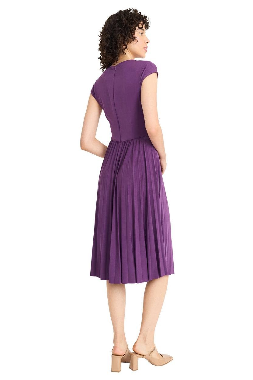 Maggy London Women’s Pleated Draped-Bodice Midi Dress Purple 2 $148 NWT