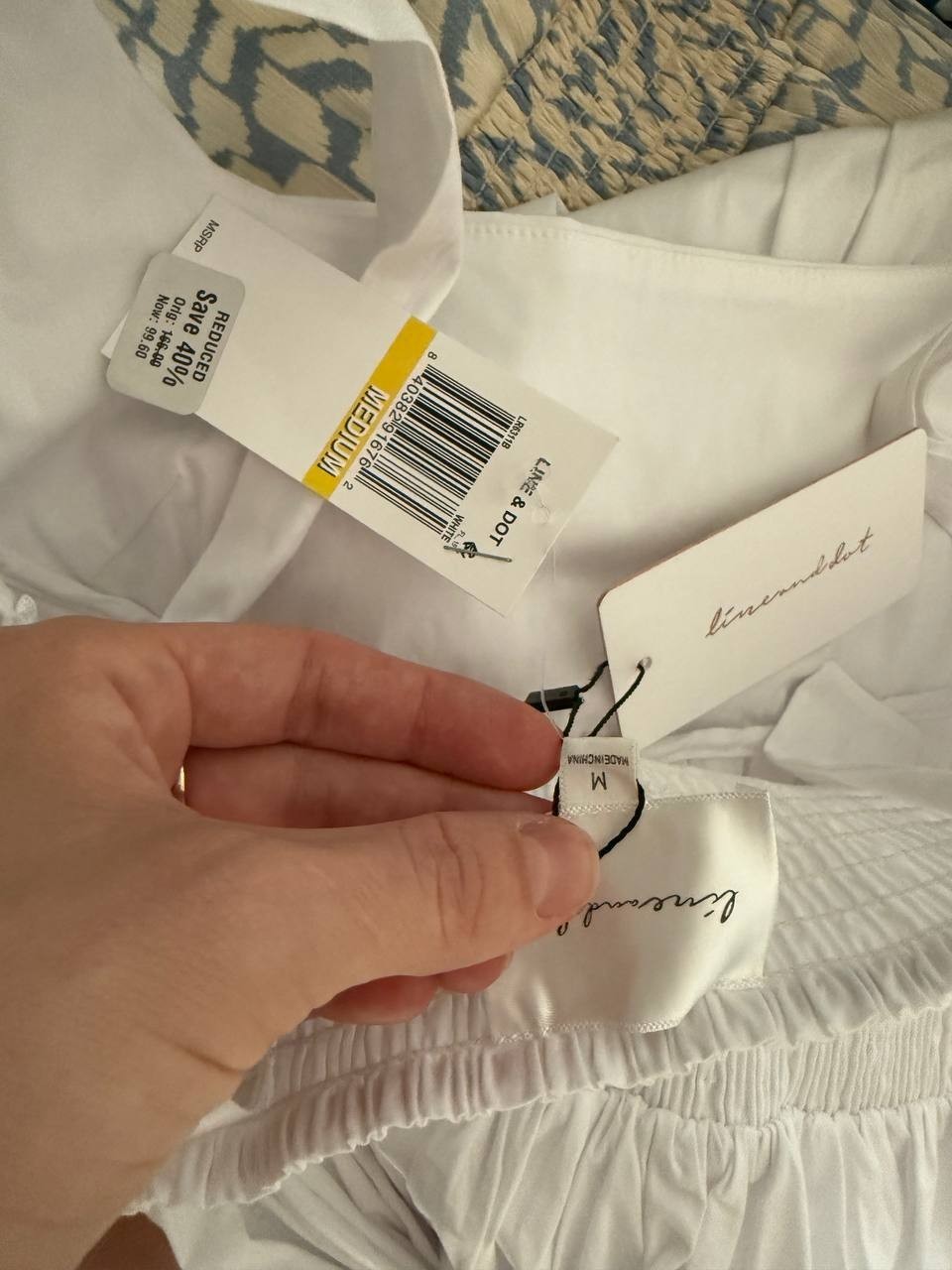 Line &amp; Dot Abbott Pleated Jumpsuit White Size M - Sleeveless, Wide-Leg