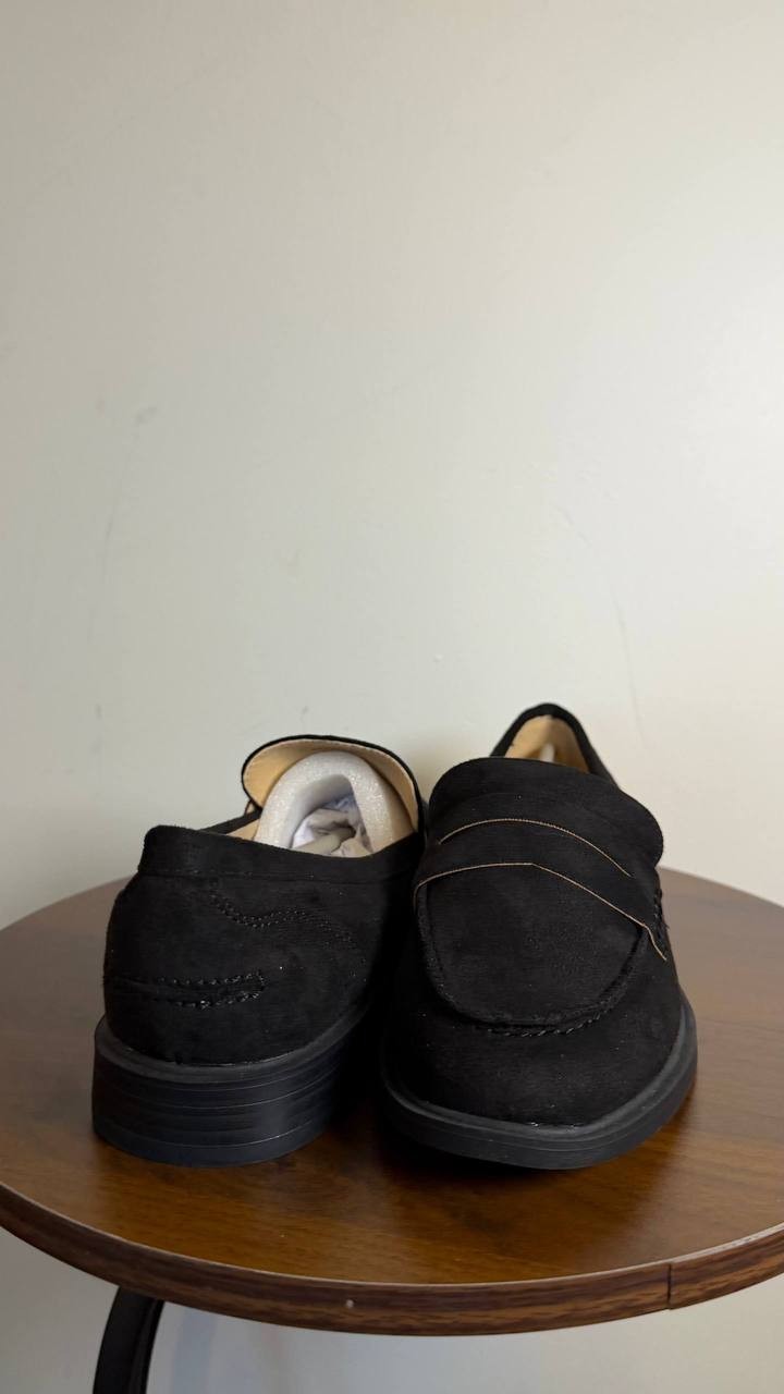 Journee Brooks Loafers 8W Black Penny Block Heel Slip‑On Comfort NIB msrp$93