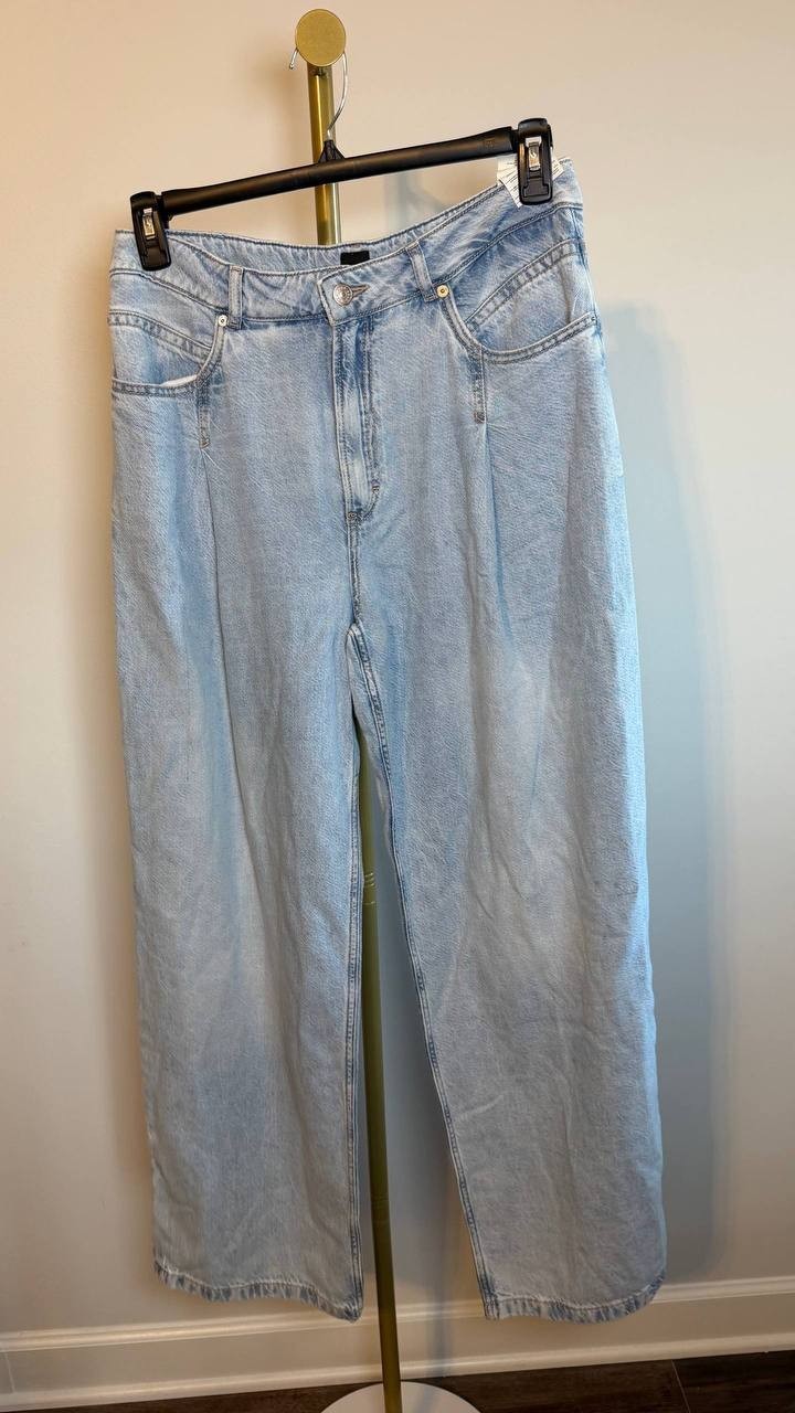 BOSS Orange High Waist Slouchy Pleated Jeans Pastel Blue 30x32 NWT $199