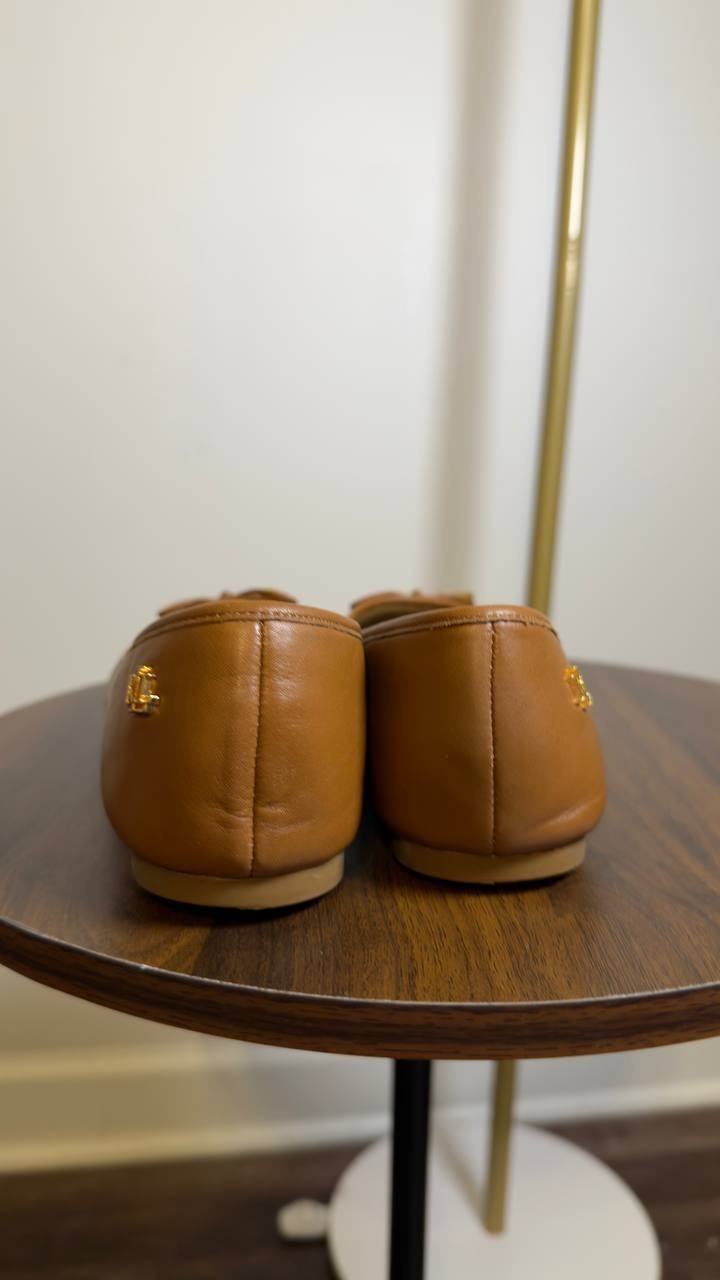 Lauren  Ralph  Lauren  Ballet  Flats  Deep  Saddle  Tan  8  B   $125