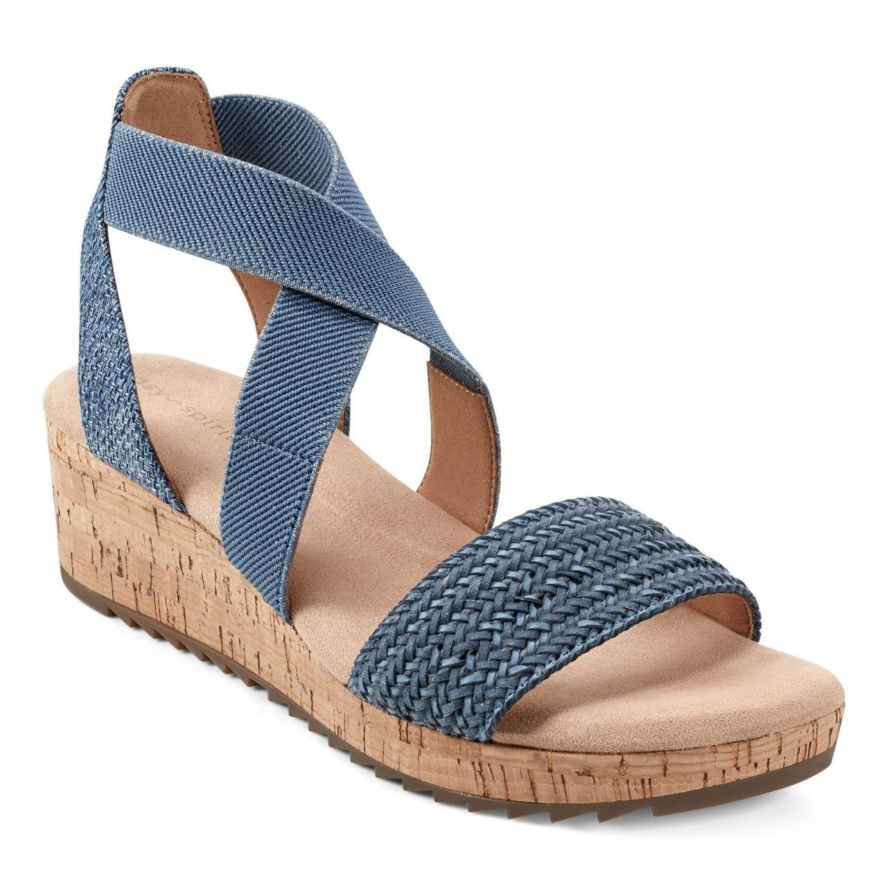 Easy Spirit Lorena Wedge Sandals Denim Women’s 5M Elastic Straps NWB $89