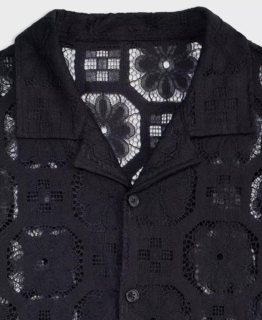 Mode of One Men’s Textured Geometric Lace Camp Shirt Black XL $49.50 NWT