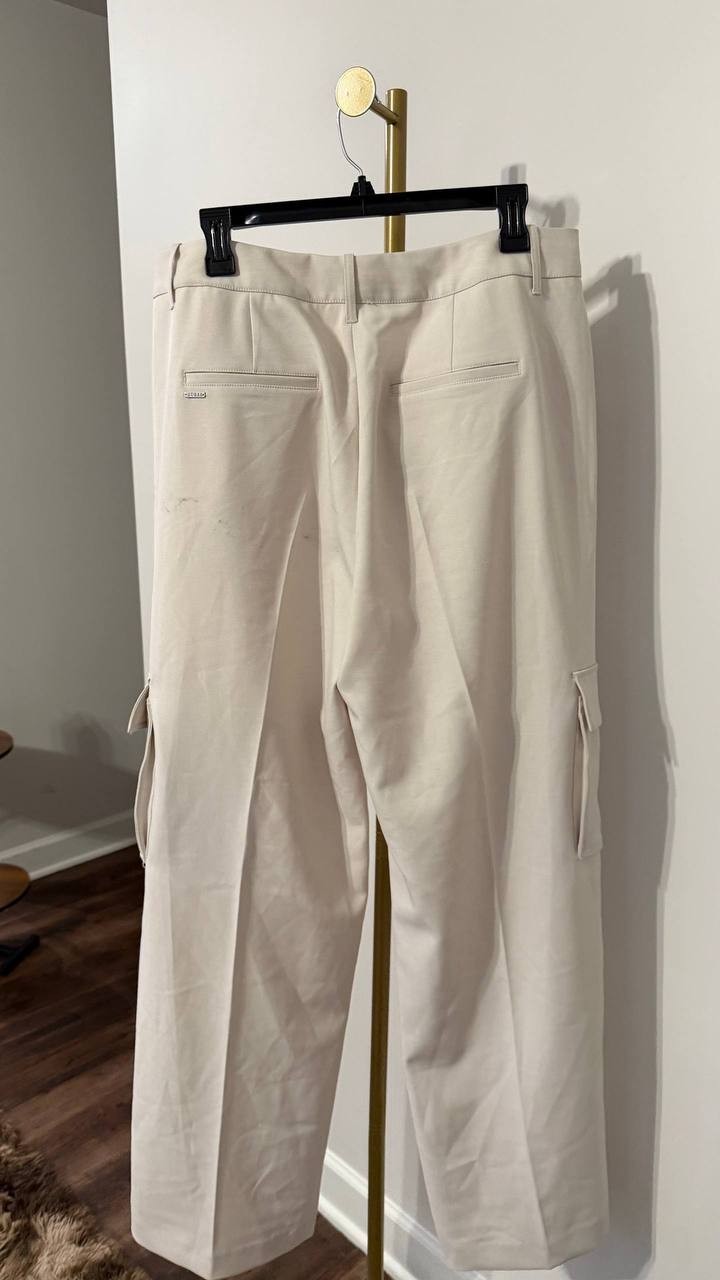 GUESS Eco Cargo Pants High-Rise Polyester Stone XL NWT