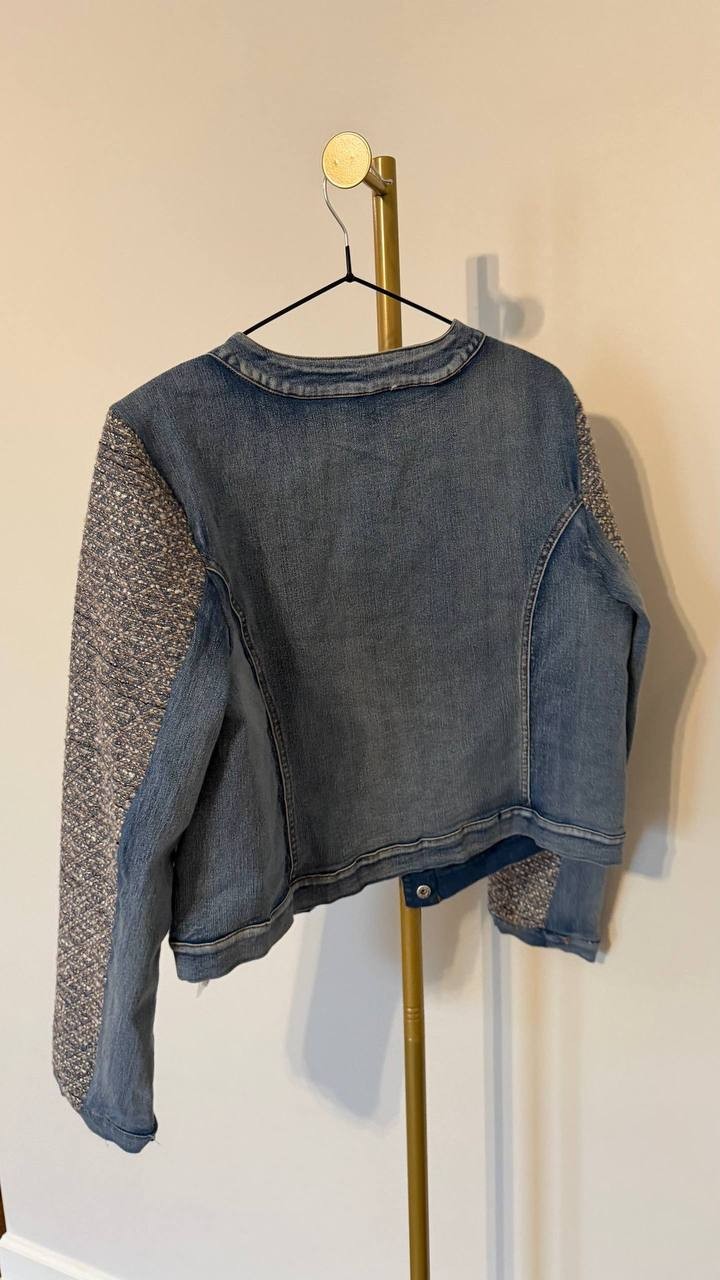 Rivir Tweed & Indigo Elegance Jacket M NWOT Missing Button Statement Piece