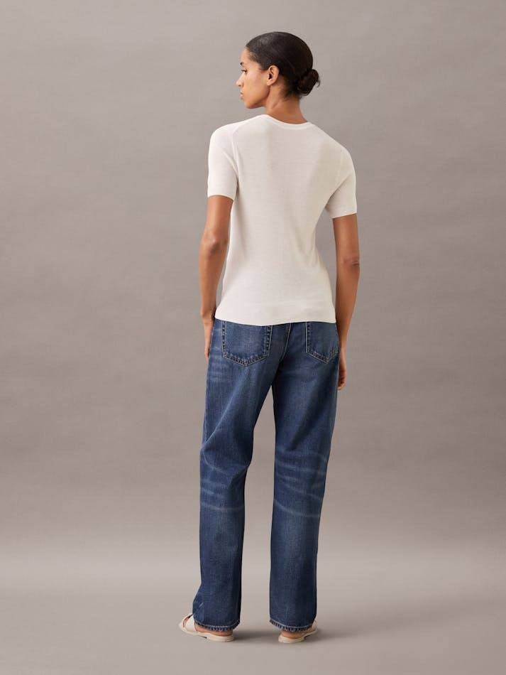 Calvin Klein Fine Gauge Viscose Sweater Cream L NWT $89
