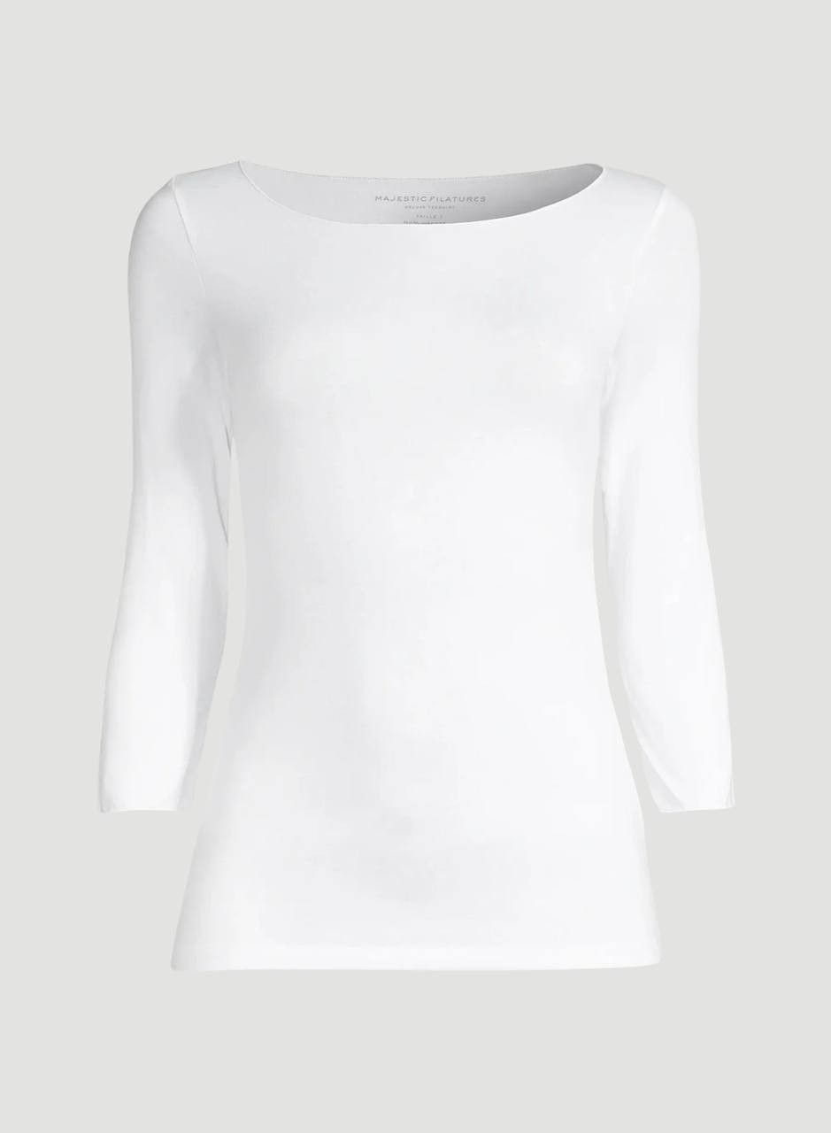 Majestic Filatures Women’s Soft Touch Boatneck T‑Shirt Blanc 4 NWT $135