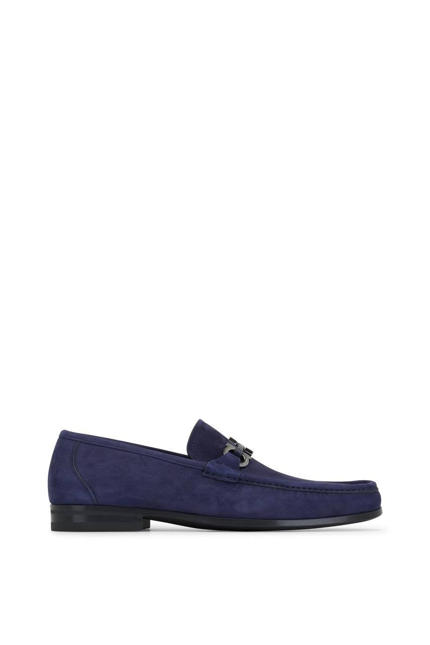 Ferragamo  Gancini  Loafers  Blue  Suede  8.5  New  in  Box  $950