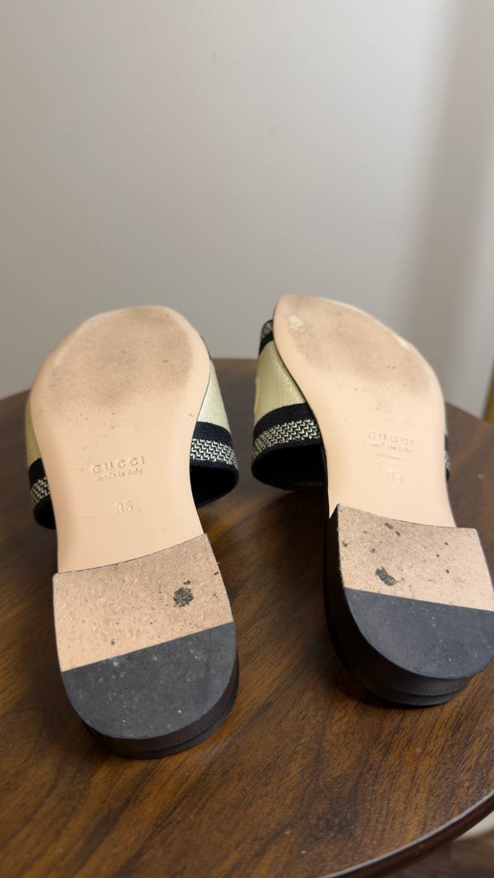 Gucci  Slide  Sandals  White/Black  35  Pre‑owned 