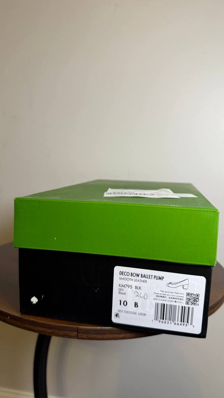 Kate Spade Ballet Toe Pumps Black Leather Size 10B New in Box $248
