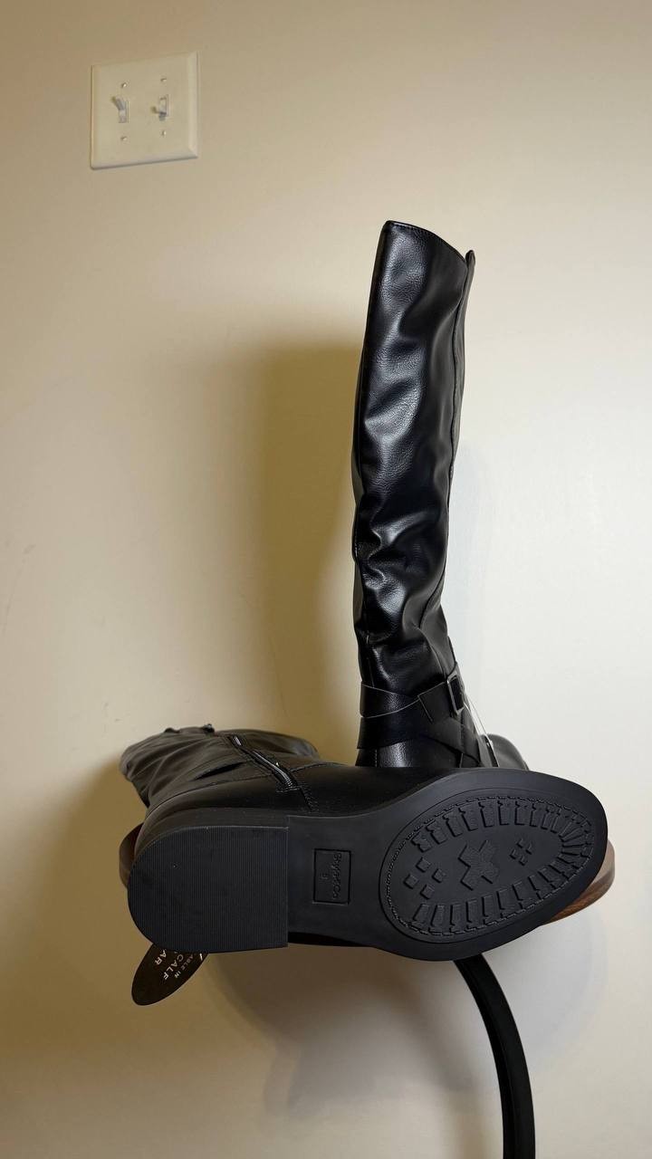Style & Co Margoo Riding Boots 8M  Black Tall Zip Buckle NIB msrp$79.90
