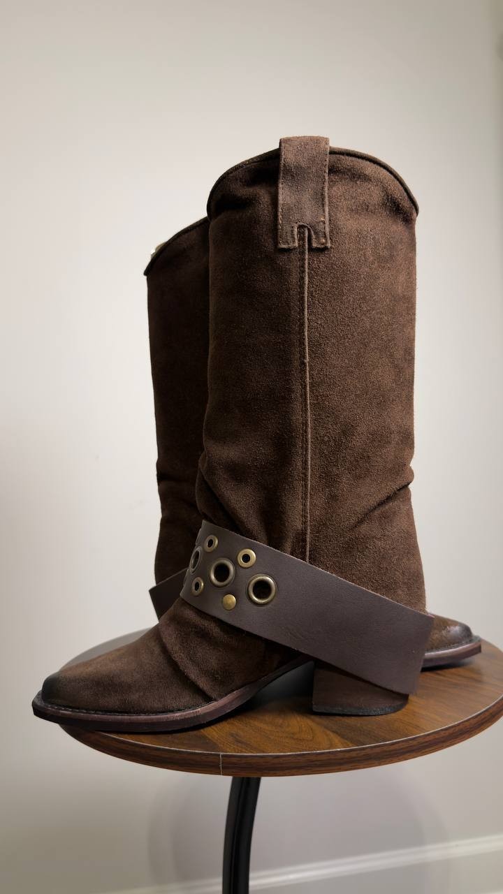 Steve  Madden  Ashwood  Western   Boots  Brown  Suede  6  New  in  Box  $189.95