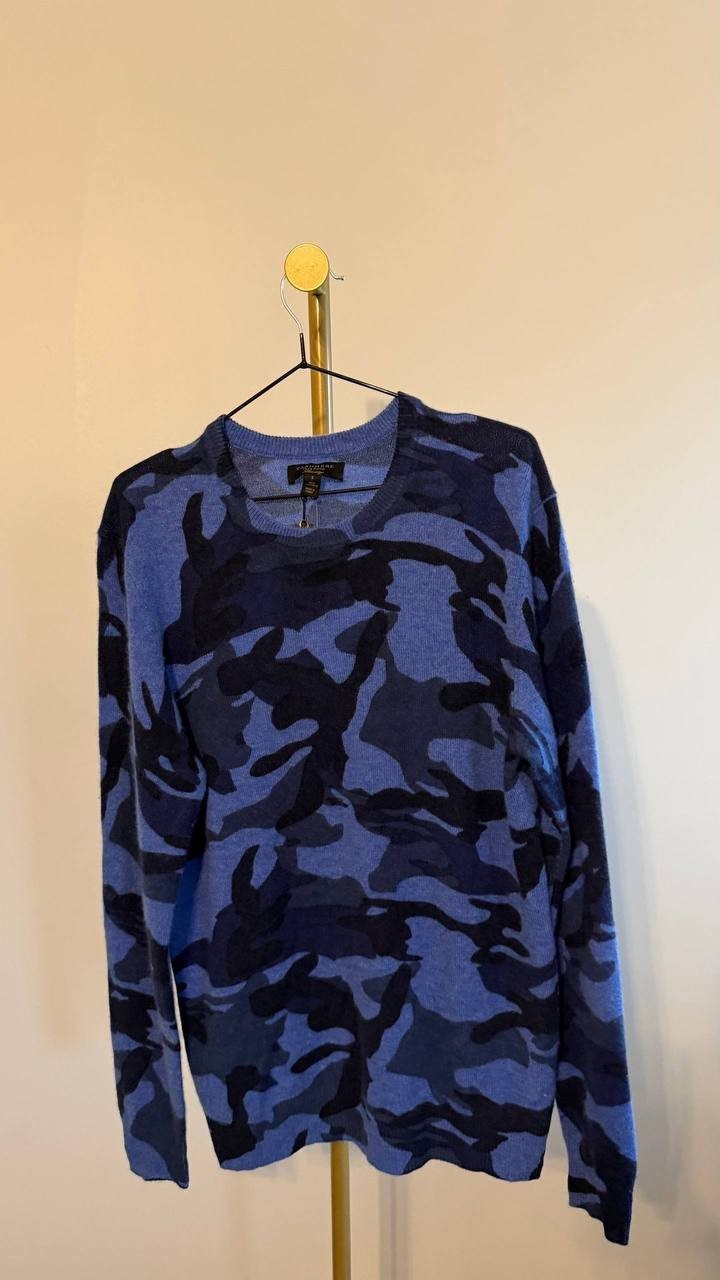 Club Room Men’s 100% Cashmere Camo Printed Sweater Crewneck S $189 NWT