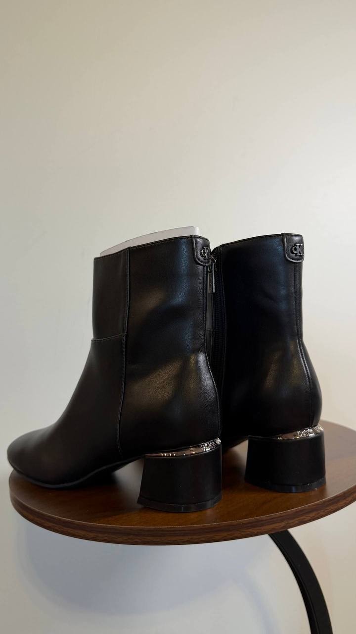 Calvin Klein Parry Booties 6M Black Man‑Made Square Toe Block Heel NIB msrp$129