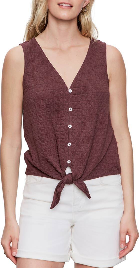 Sanctuary Vacation Textured Tie‑Front Button‑Up Tank – M – NWT