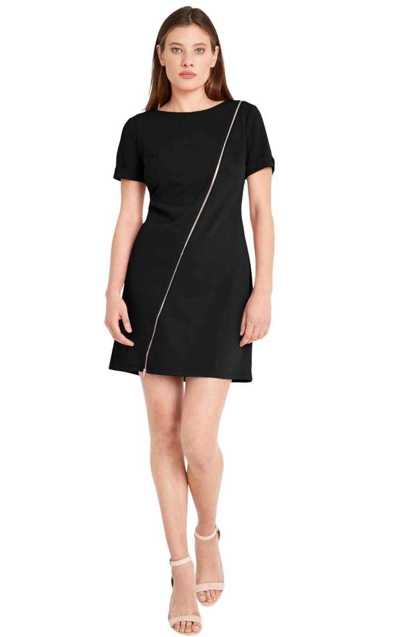 Donna Morgan Short Sleeve Scuba Crepe Dress Black 14 NWOT $128