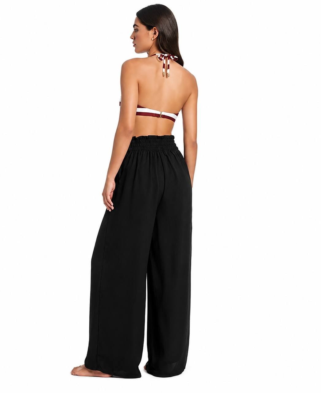 Red Carter Hammered Wide Leg Cover-Up Pants Black XL NWT $82