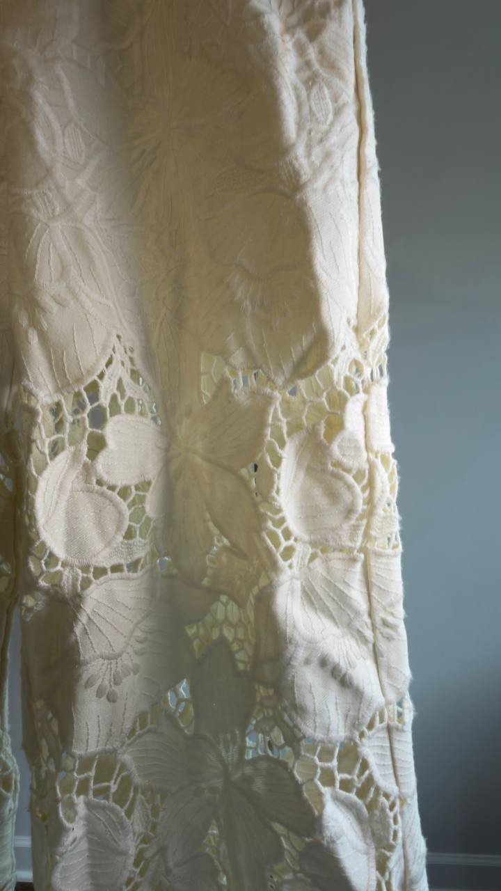 Avec Les Filles High Waist Embroidered Lace Cotton Pants Off White 27 NWT $158