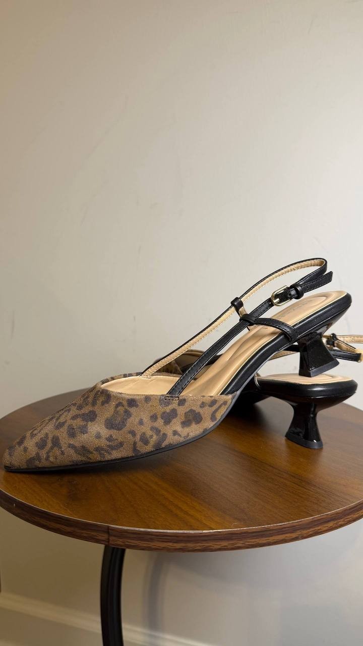 Easy Spirit Leopard Leather Slingback Pumps 9.5M New w/o Box MSRP $109