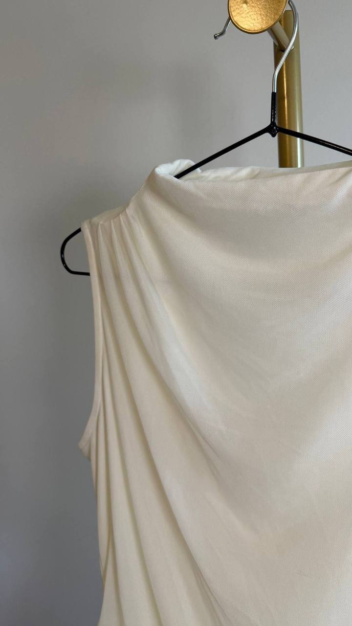 Calvin Klein Women’s Mesh Knit Mock Neck Sleeveless Top Cream XL $59 NWT