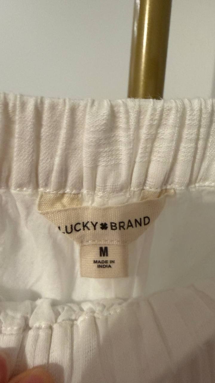 Lucky Brand Women’s High Rise Cotton Wide Leg Pants White M NWT MSRP $89.50