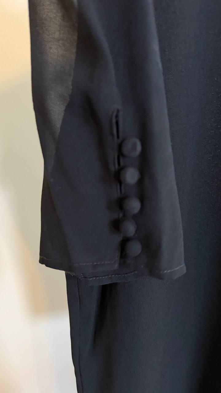 Calvin Klein Puff Sleeve Blouse Black Size S NWOT loop fastener missed,need wash