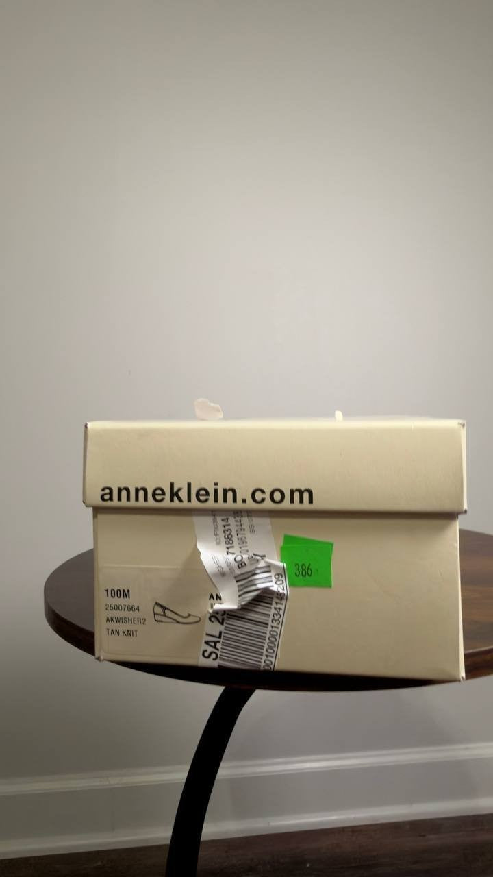 Anne  Klein  Wedge  Pumps  Tan  Knit  10M  New  $75