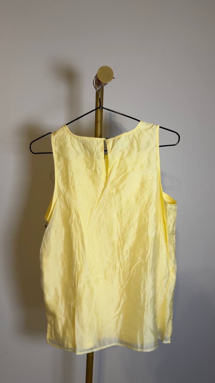 Vince Camuto Women’s Lace Overlay Tank Lemon Cream XS NWT $79