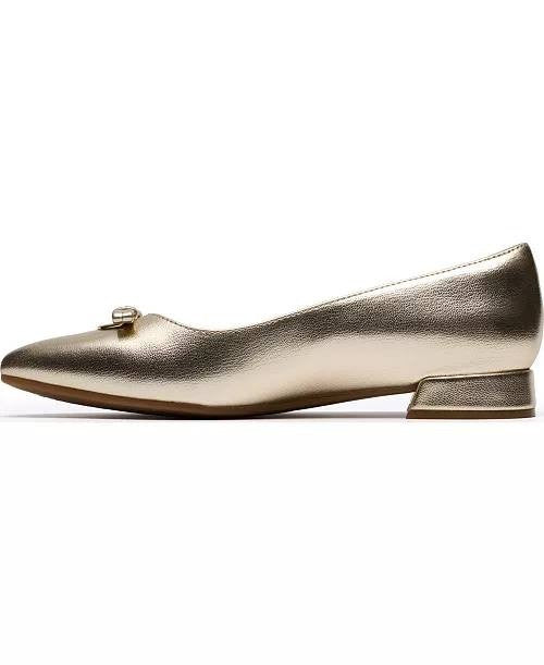 Clarks   Toe  Dress  Flats  Gold  Metallic  9W   New  With  Box  $100