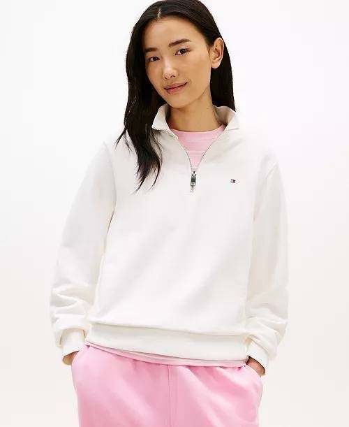 Tommy Hilfiger Women’s Half‑Zip Sweatshirt Ecru M NWT $79.50