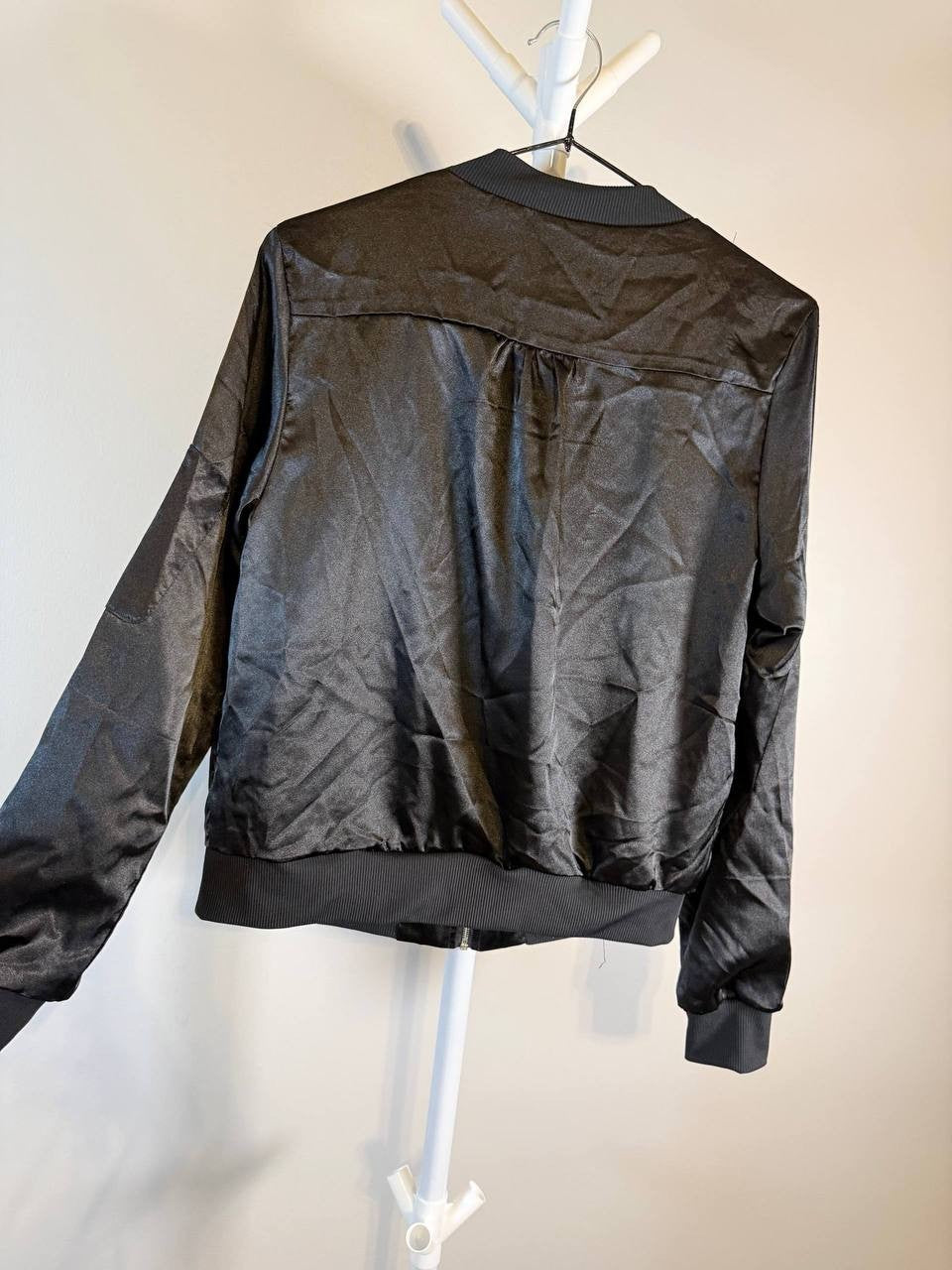 X by Gottex Satin Bomber Jacket – Black – Size 1 (Runs Small) – NWT – $39.99