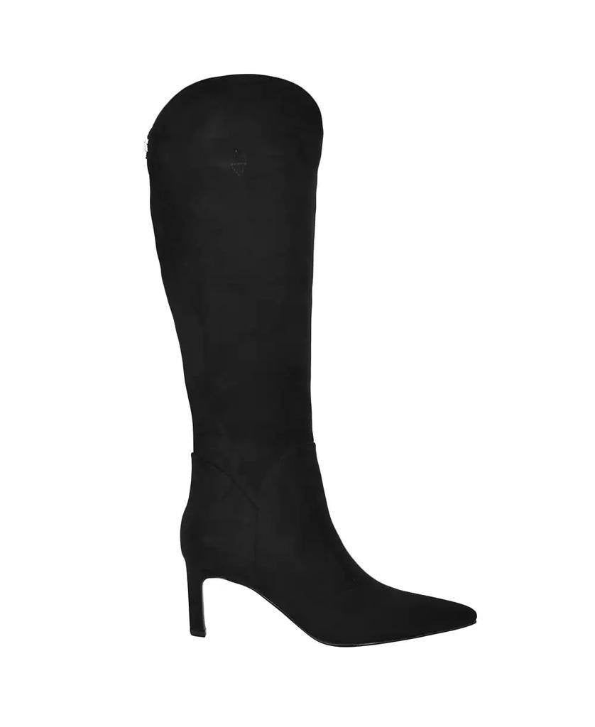 GUESS Palisa Wide Calf Tall Kitten Heel Boots Black 7M Suede $179 NWB