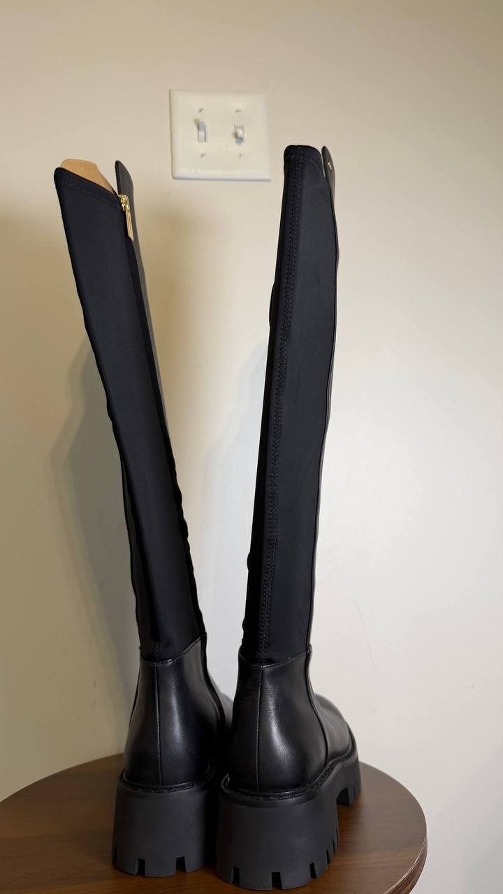 Michael Michael Kors Black Leather Tall Boots 6.5M New Box MSRP 358