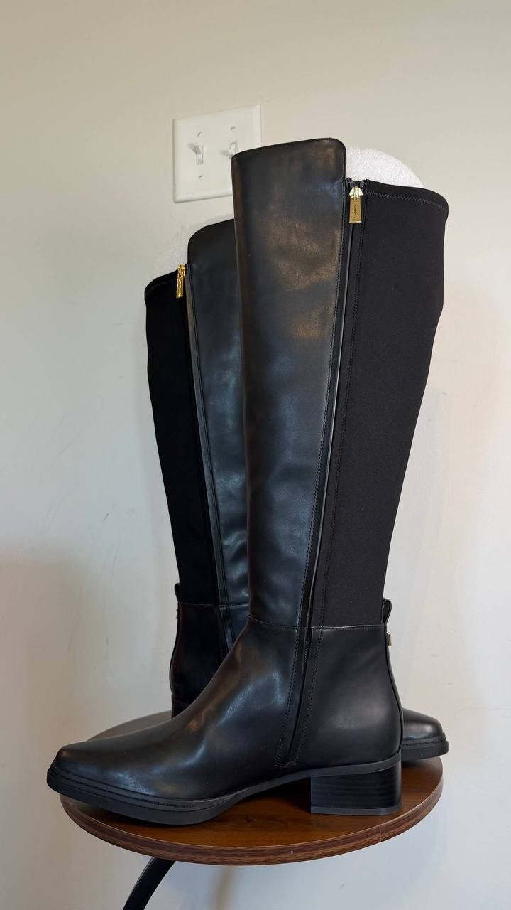 Michael Kors Lex Women’s Block Heel Boots Black 9.5WS Polyester $175 NWB