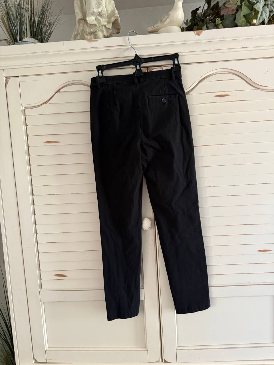 Theory Sleek Flannel High Waist Taper Pants – Black, Size 00