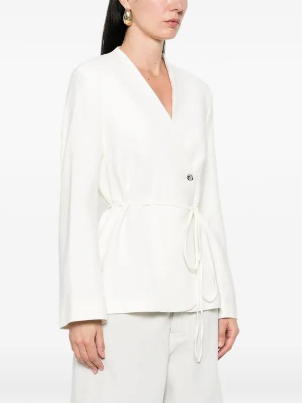 Calvin Klein Women’s Belted Double‑Breasted Jacket White XL NWT $179