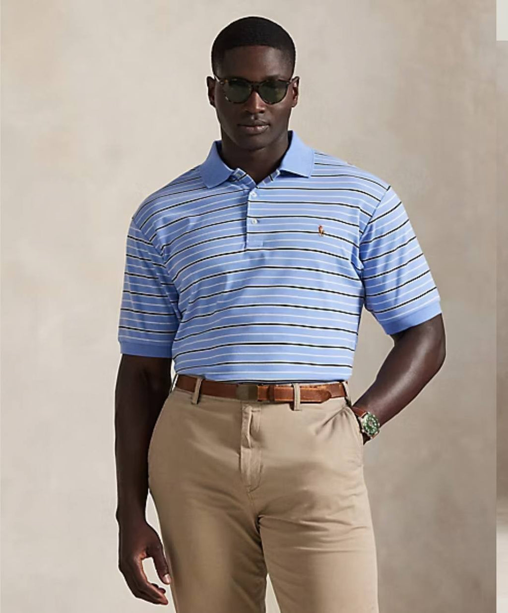 Polo Ralph Lauren Big & Tall Striped Soft Cotton Polo Shirt Blue Striped NWT