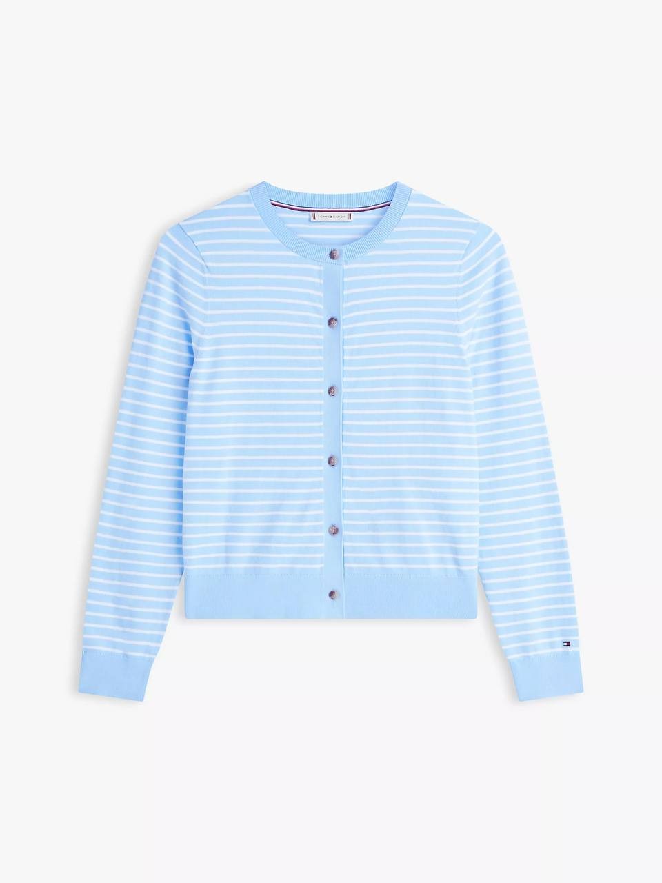 Tommy Hilfiger Crewneck Cardigan Blue/Ecru M NWT $74.50