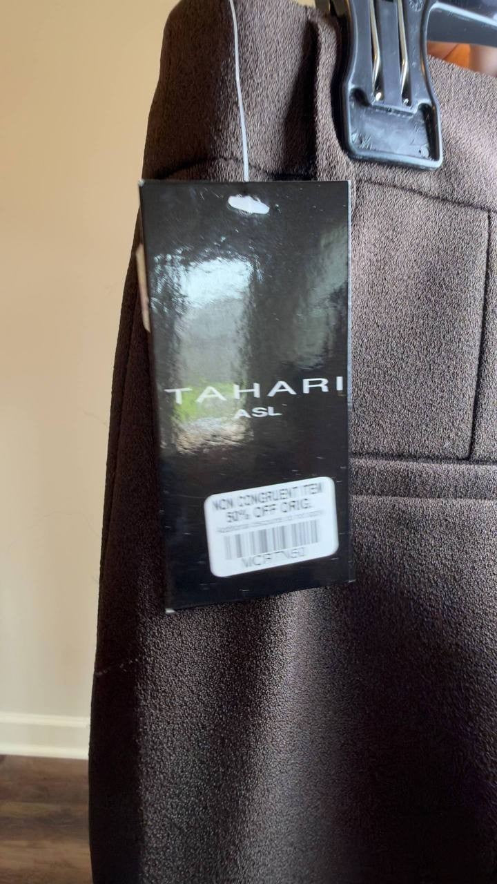 Tahari ASL Slim Ankle Pants Espresso Size 10 NWT $99